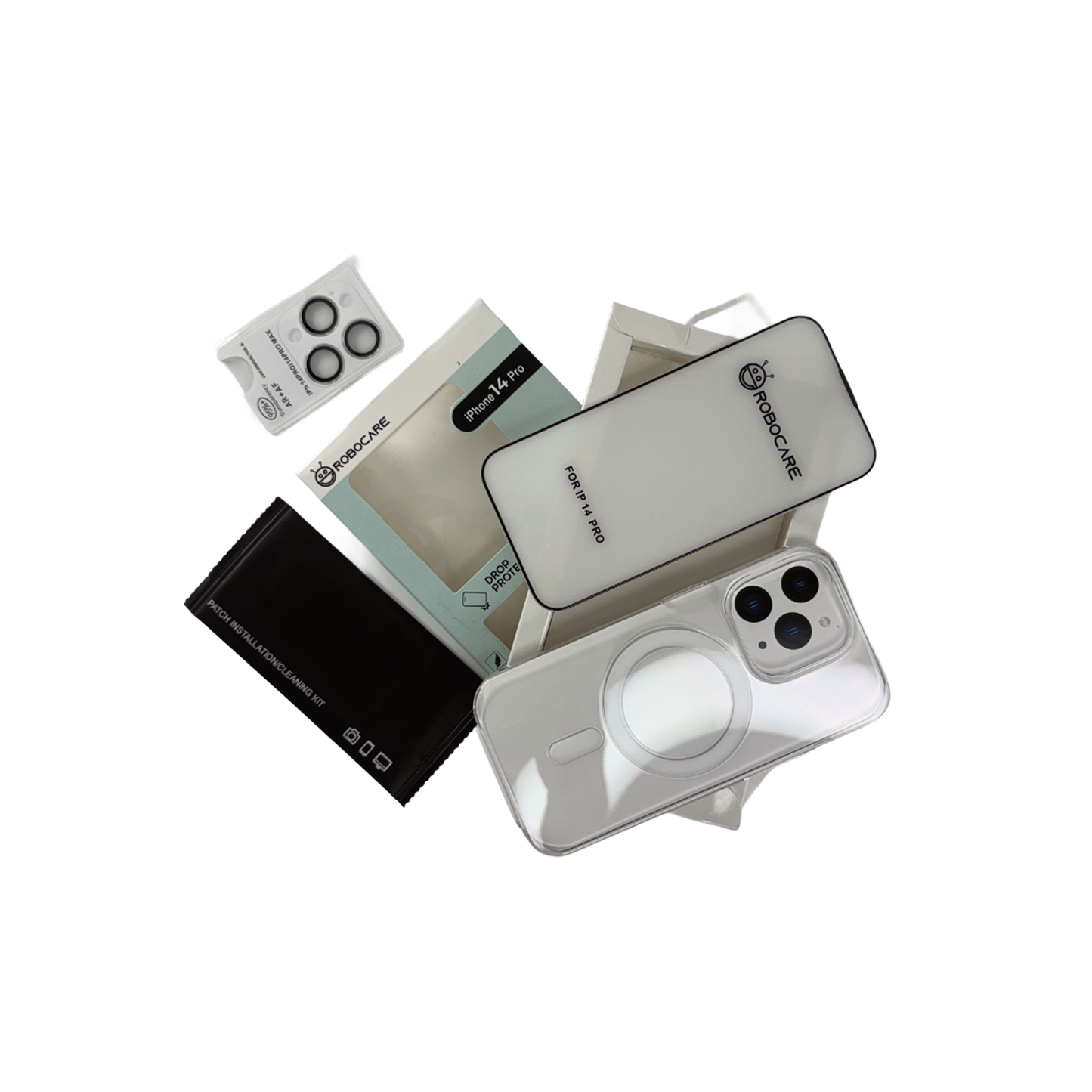 Robocare iPhone 14 Pro MagSafe 3-in-1 Protective Combo Case with Camera Lens Guard and Screen Protector