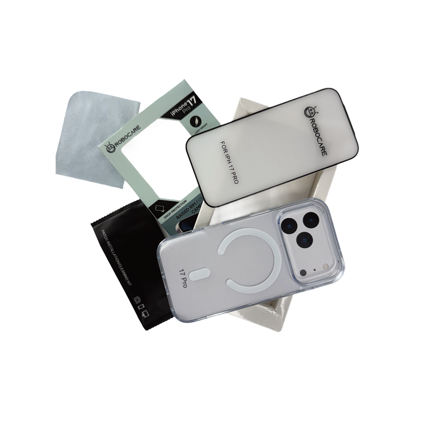 Robocare iPhone 17 Pro MagSafe 3-in-1 Protective Combo Case with Camera Lens Guard and Screen Protector