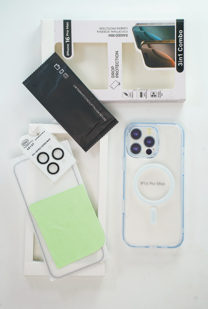 Robocare iPhone 16 Pro Max MagSafe 3-in-1 Protective Combo Case with Camera Lens Guard and Screen Protector