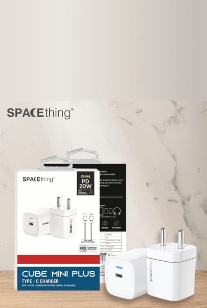 SPACEthing 20W Cube Mini Plus Wall Charger with Cable USB C To Lighting