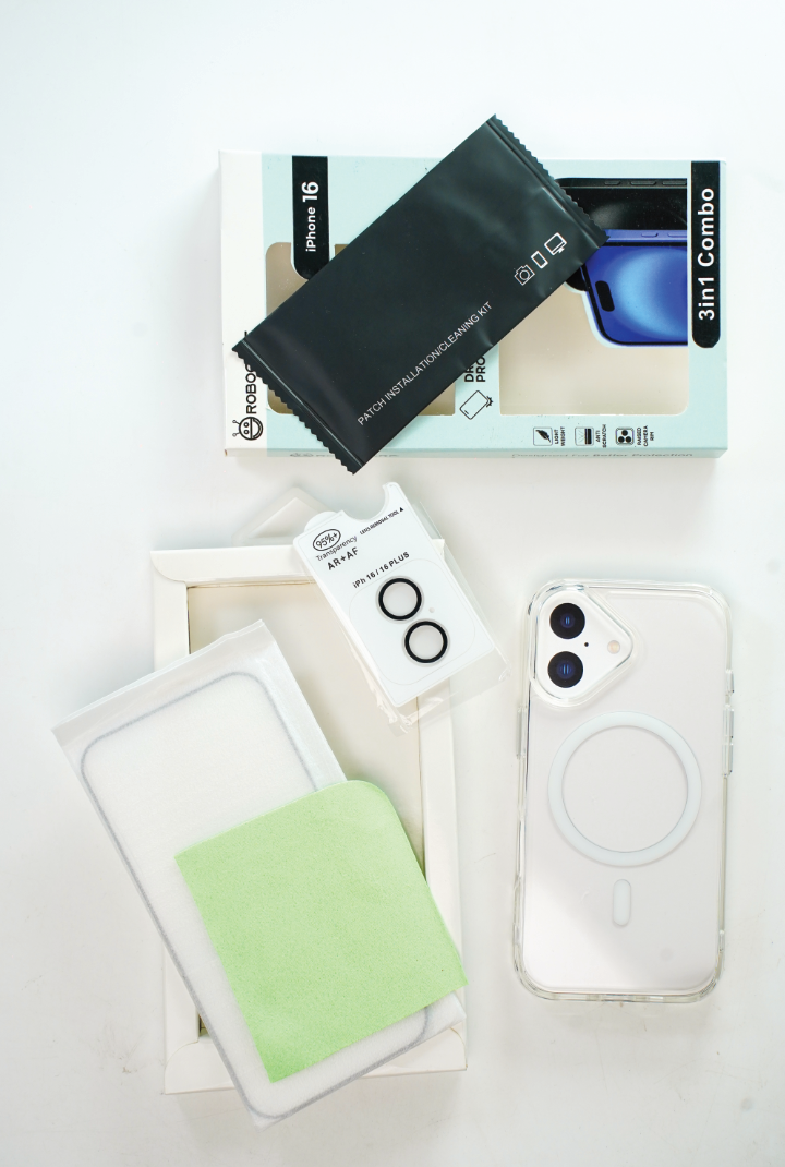 Robocare iPhone 16 MagSafe 3-in-1 Protective Combo Case with Camera Lens Guard and Screen Protector
