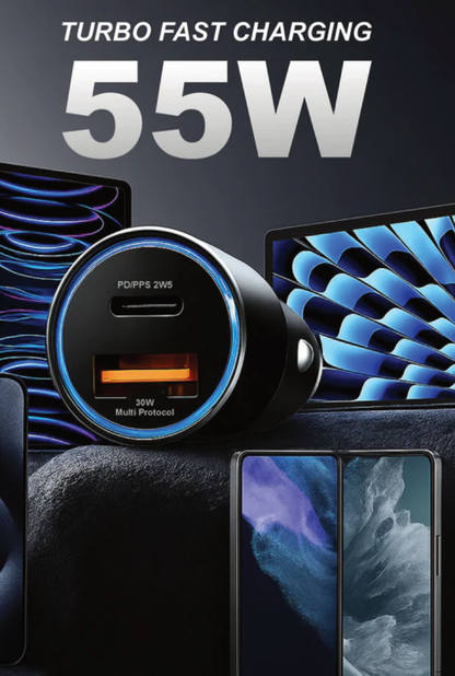 SPACEthing Speedo Car Charger 55W (with USB-C to Lightning Cable 1.5 m Cable)