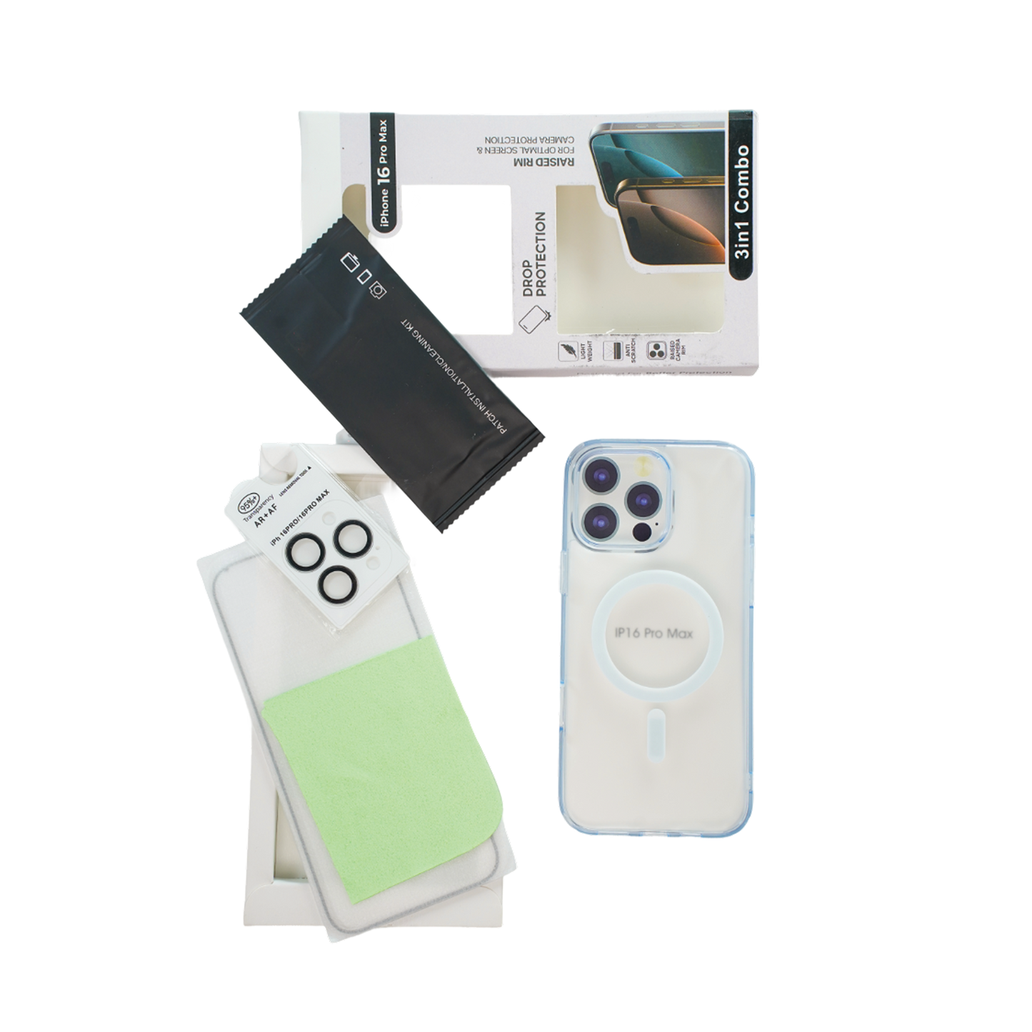 Robocare iPhone 16 Pro Max MagSafe 3-in-1 Protective Combo Case with Camera Lens Guard and Screen Protector