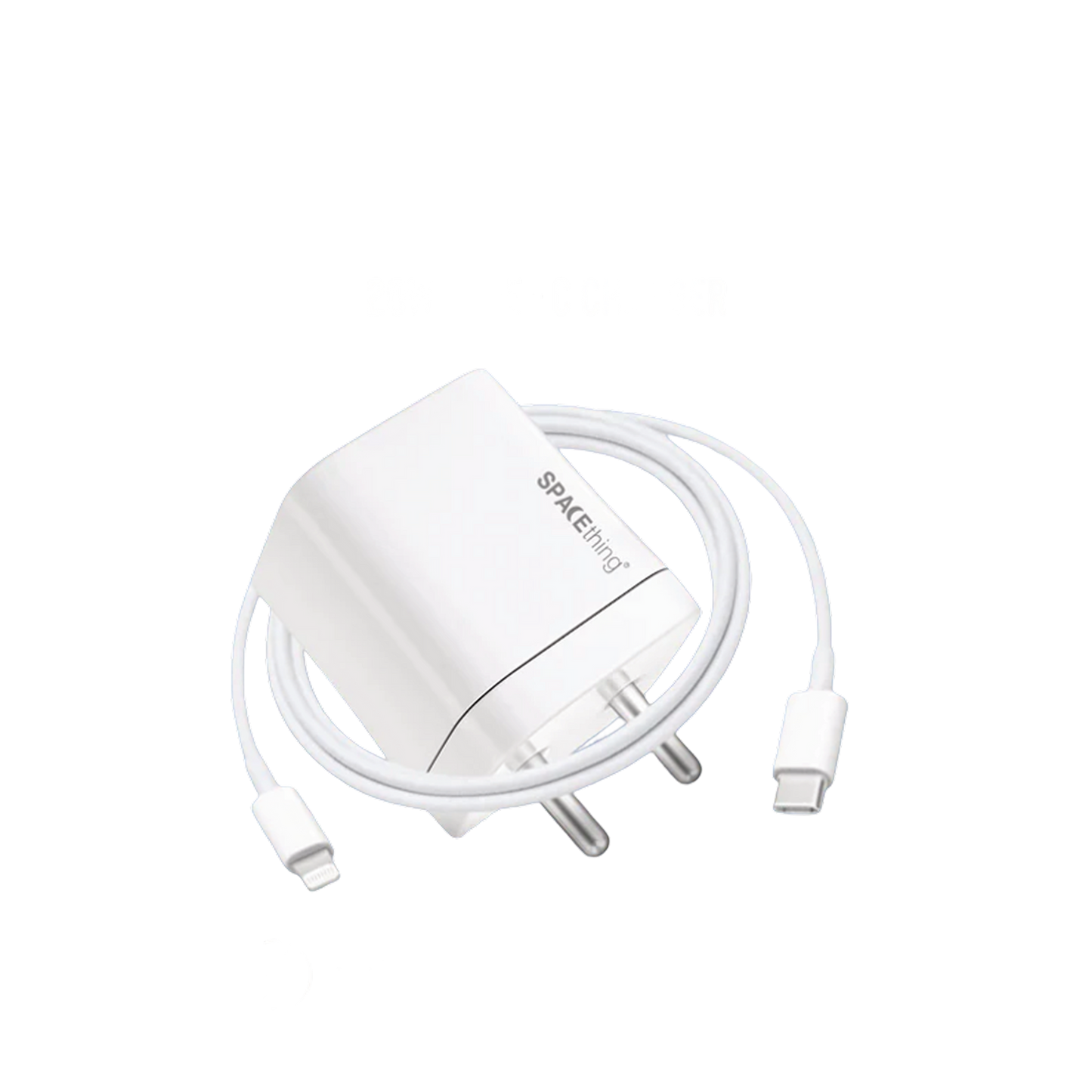 SPACEthing 20W Cube Mini Plus Wall Charger with Cable USB C To Lighting – White