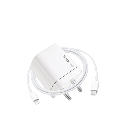 SPACEthing 20W Cube Mini Plus Wall Charger with Cable USB C To Lighting – White