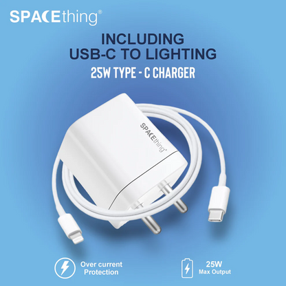 SPACEthing Cube Plus 25W Type-C GaN Wall Charger With Cable USB C TO USB C – White