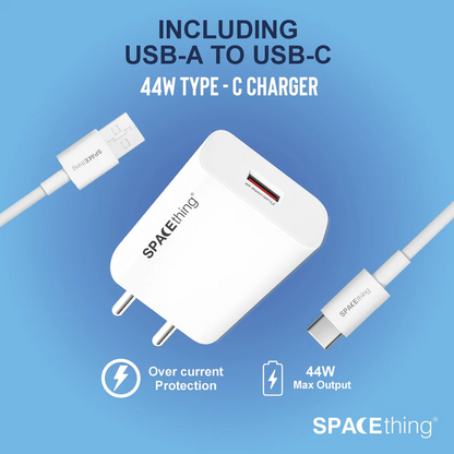 SPACEthing Flash 44W Wall Charger with USB to Type-C Cable – White
