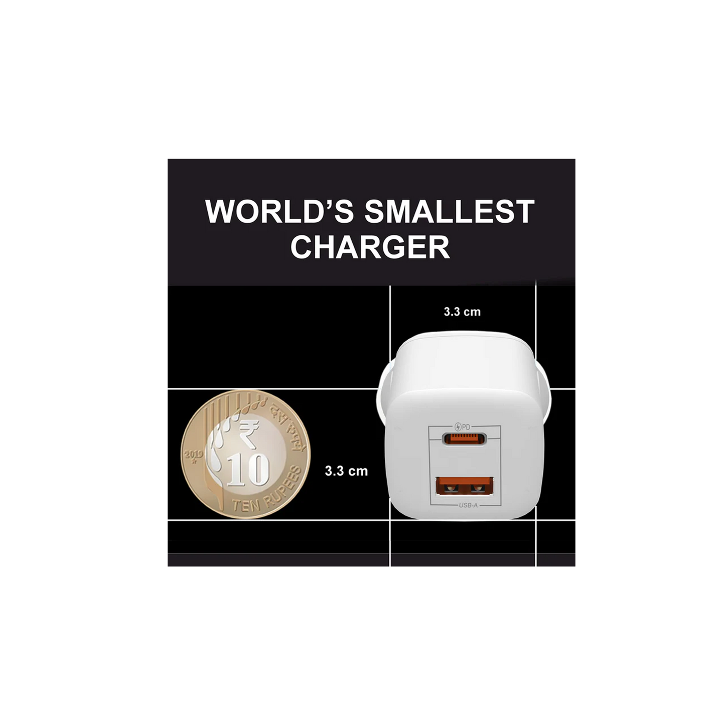 SPACEthing Nexio Pro 25W GAN Wall Charger (1 USB-C Port, 1 USB-A Port) – White
