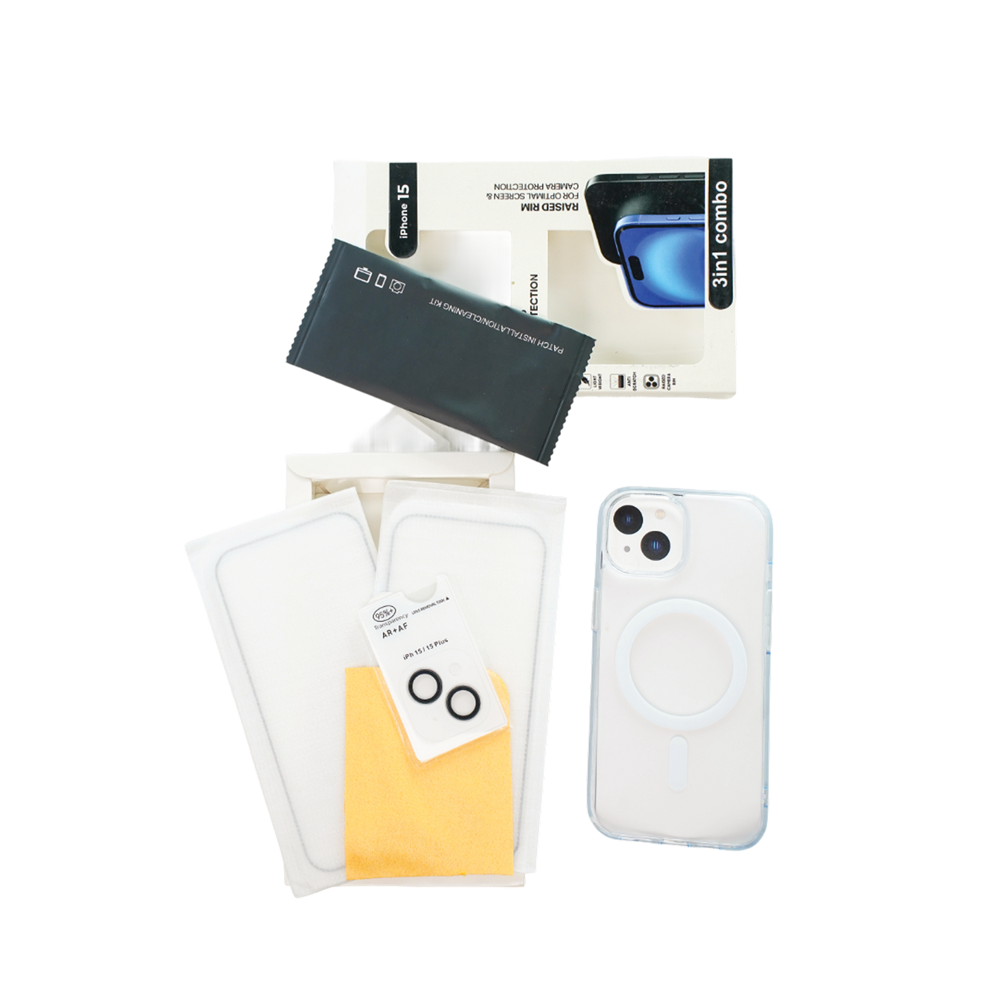 Robocare iPhone 15 MagSafe 3-in-1 Protective Combo Case with Camera Lens Guard and Screen Protector
