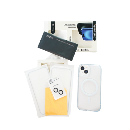 Robocare iPhone 15 MagSafe 3-in-1 Protective Combo Case with Camera Lens Guard and Screen Protector