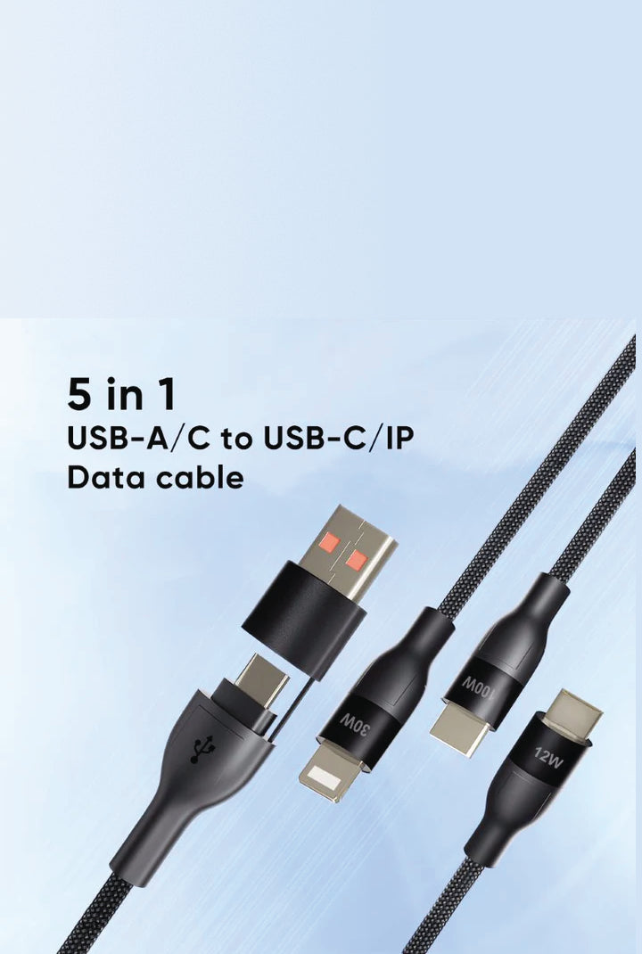 SPACEthing Tough Pro 5-in-1 Charging Cable (USB-C to 2 × USB-C + 8-Pin, 1.5 m)