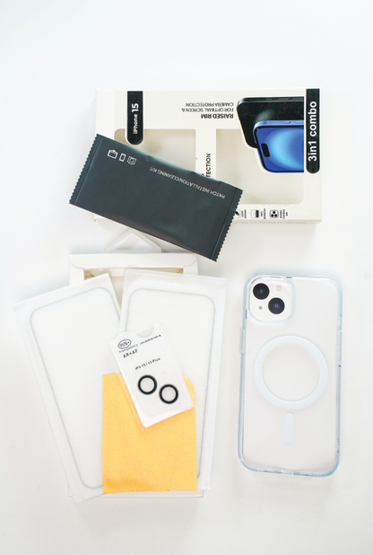 Robocare iPhone 15 MagSafe 3-in-1 Protective Combo Case with Camera Lens Guard and Screen Protector