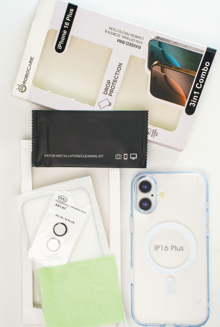 Robocare iPhone 16 Plus MagSafe 3-in-1 Protective Combo Case with Camera Lens Guard and Screen Protector