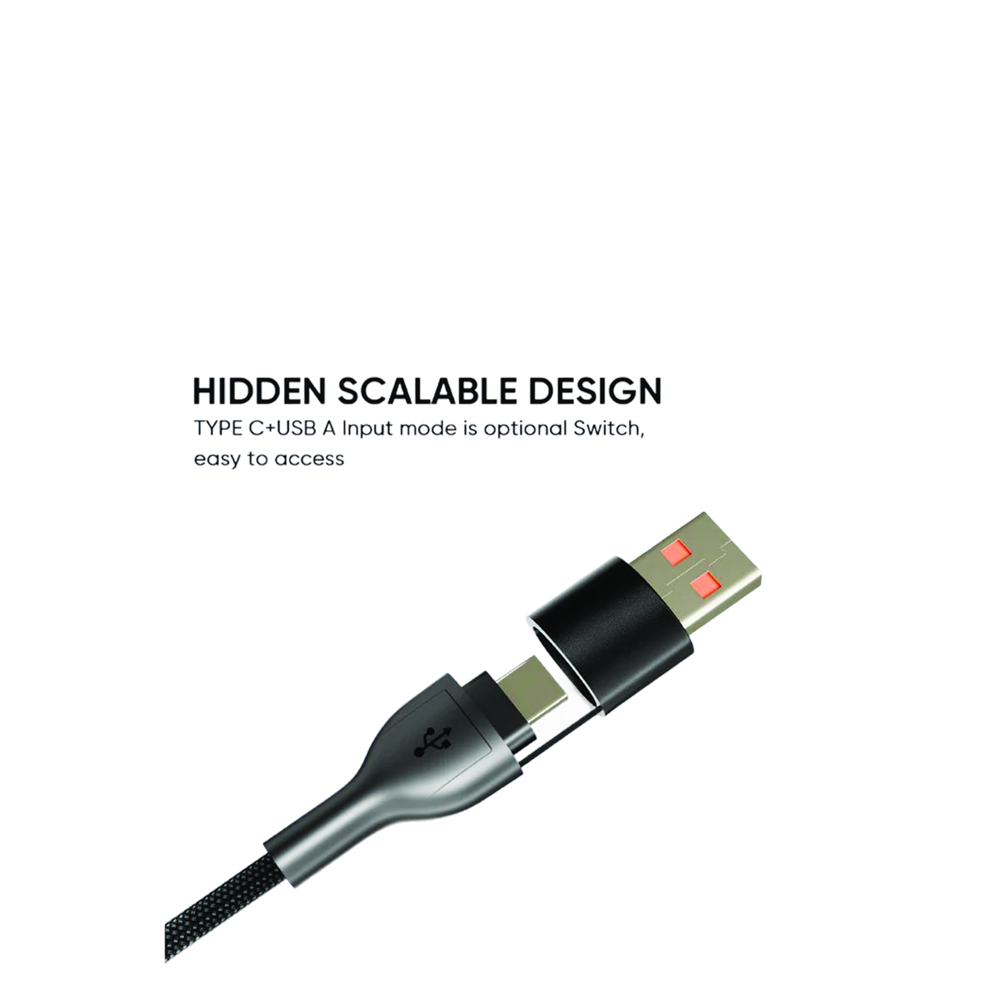 SPACEthing Tough Pro 5-in-1 Charging Cable (USB-C to 2 × USB-C + 8-Pin, 1.5 m) – Black