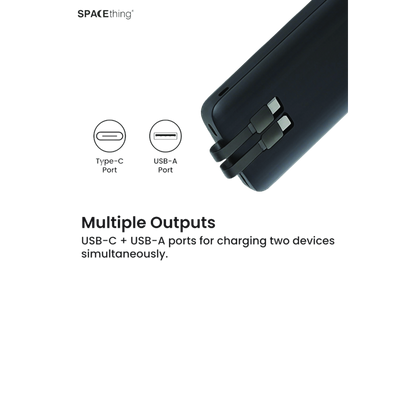 SPACEthing Nairo 3-in-1 10000mAh PD 22.5W Power Bank – Black