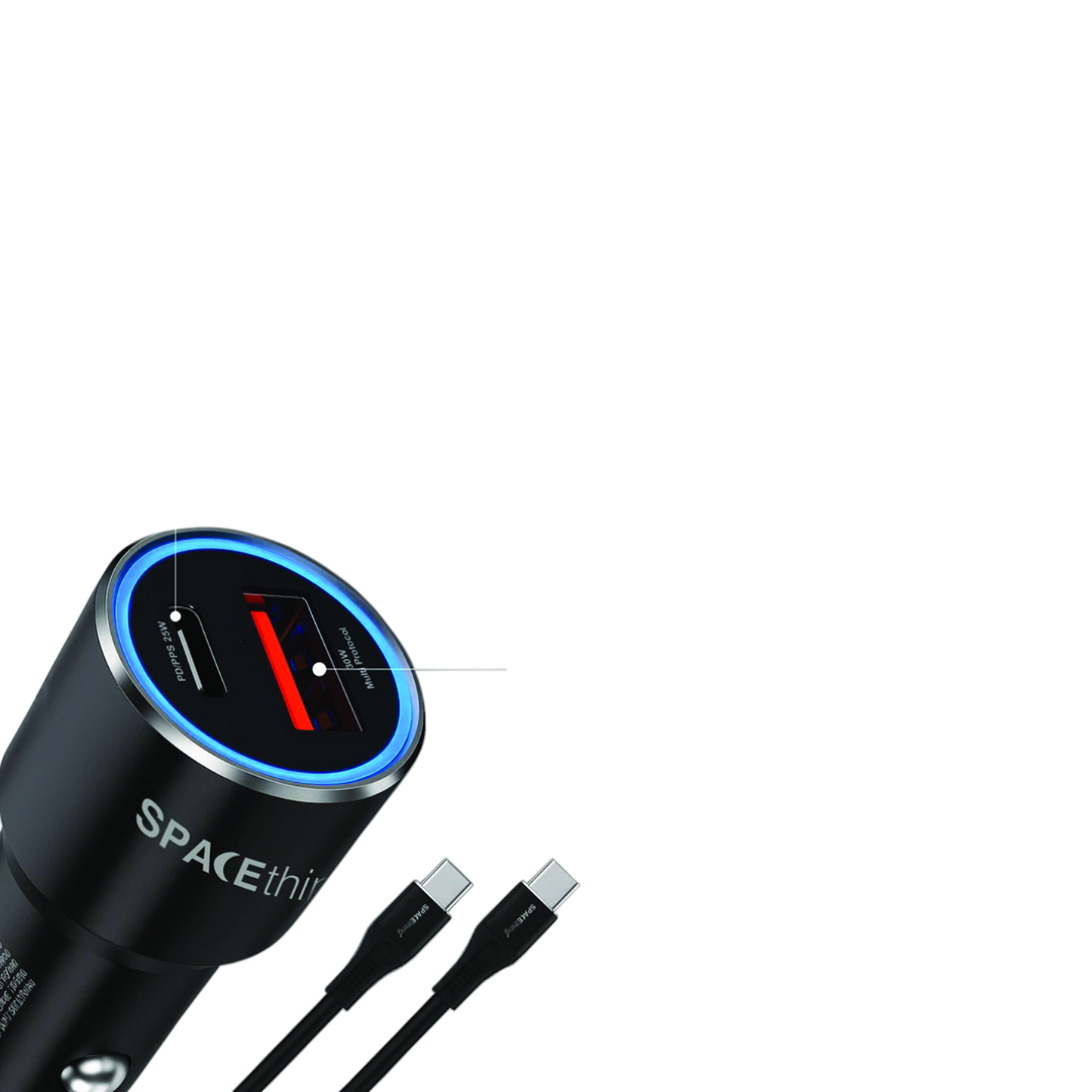 SPACEthing Speedo Car Charger PD 55W (with USB-C to USB-C 1.5 m Cable)
