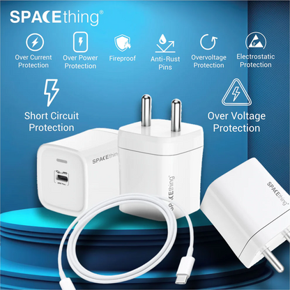 SPACEthing Cube Plus 25W Type-C GaN Wall Charger With Cable USB C TO USB C – White