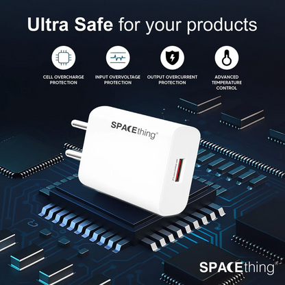 SPACEthing Flash 44W Wall Charger with USB to Type-C Cable – White