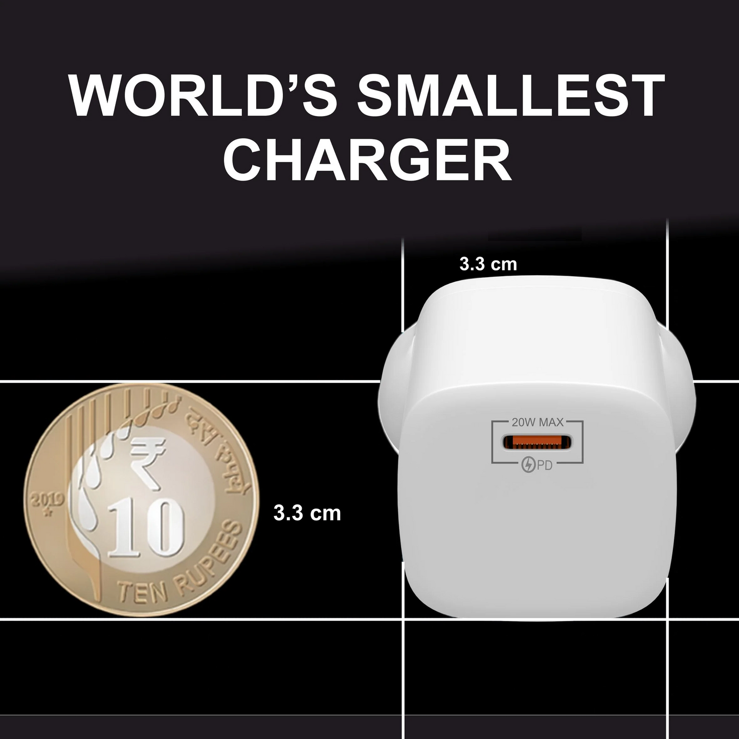 SPACEthing Nexio Pro 25W GAN Wall Charger (1 USB-C Port, 1 USB-A Port) – White