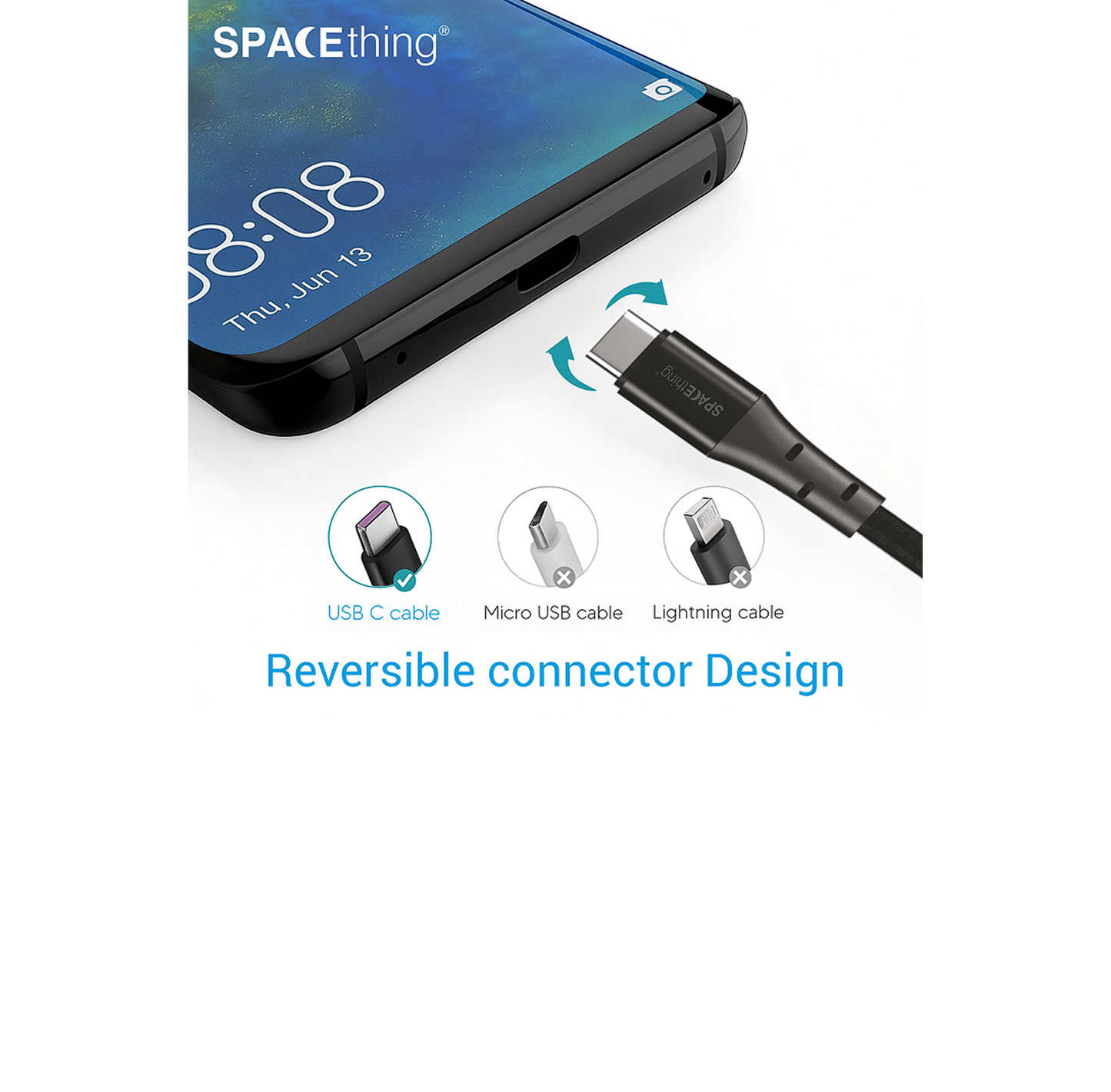 SPACEthing Swift USB to Type-C Cable 1.2m – Black