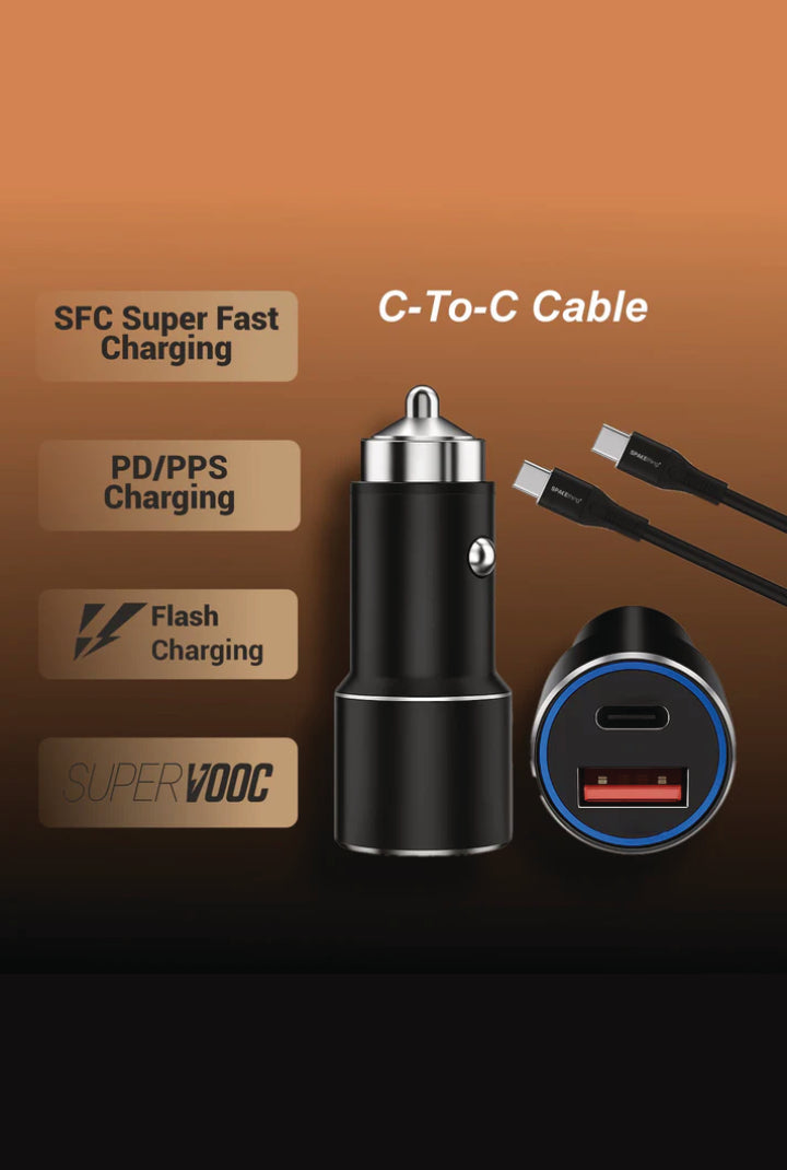 SPACEthing Speedo Car Charger PD 55W (with USB-C to USB-C 1.5 m Cable)