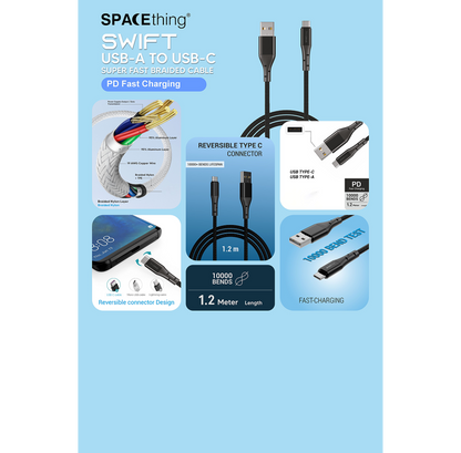 SPACEthing Swift USB to Type-C Cable 1.2m – Black