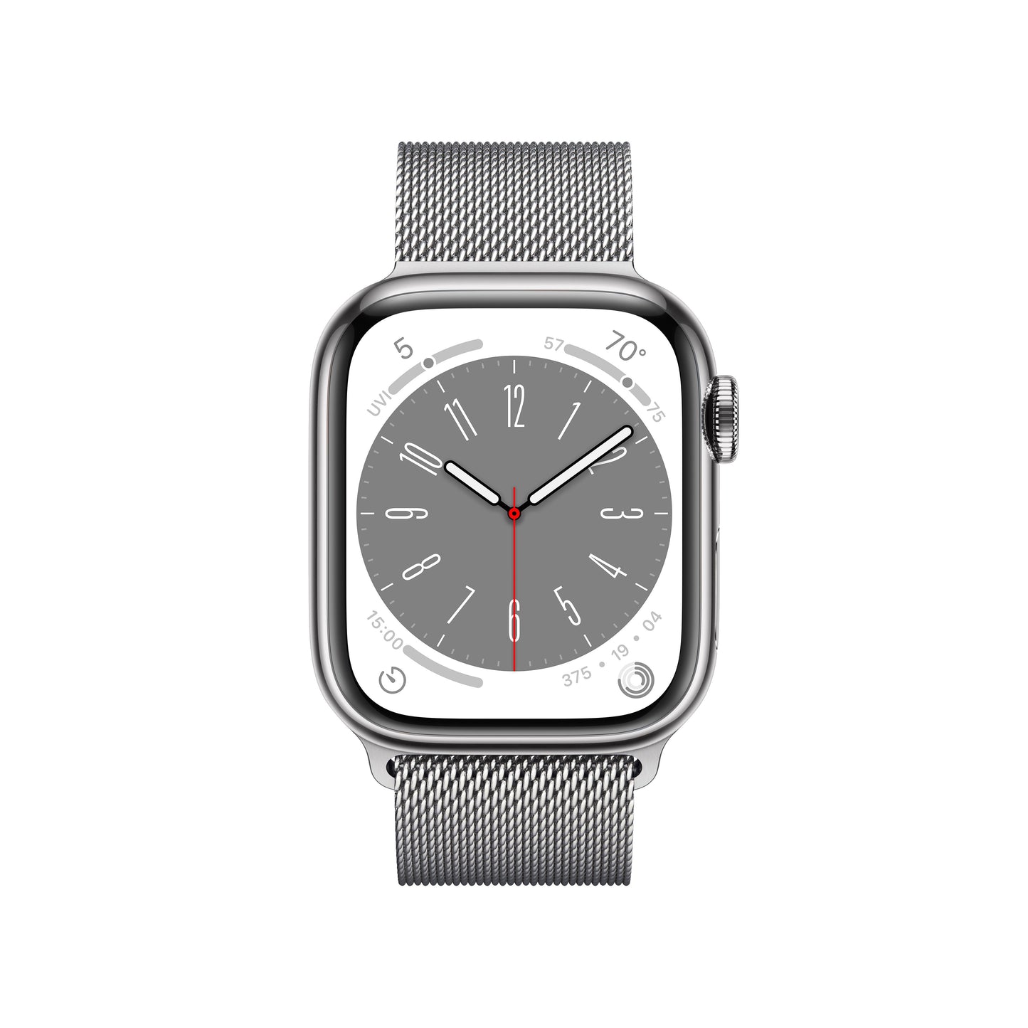 Apple Watch Series 8 GPS + Cellular 41mm Silver Stainless Steel Case with Silver Milanese Loop