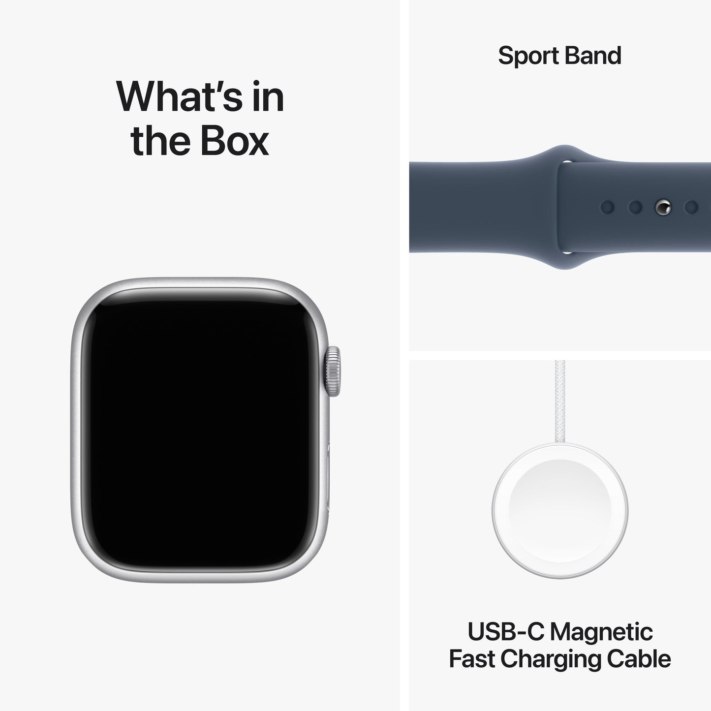 Apple Watch Series 9 GPS + Cellular 45mm Silver Aluminium Case with Storm Blue Sport Band - M/L