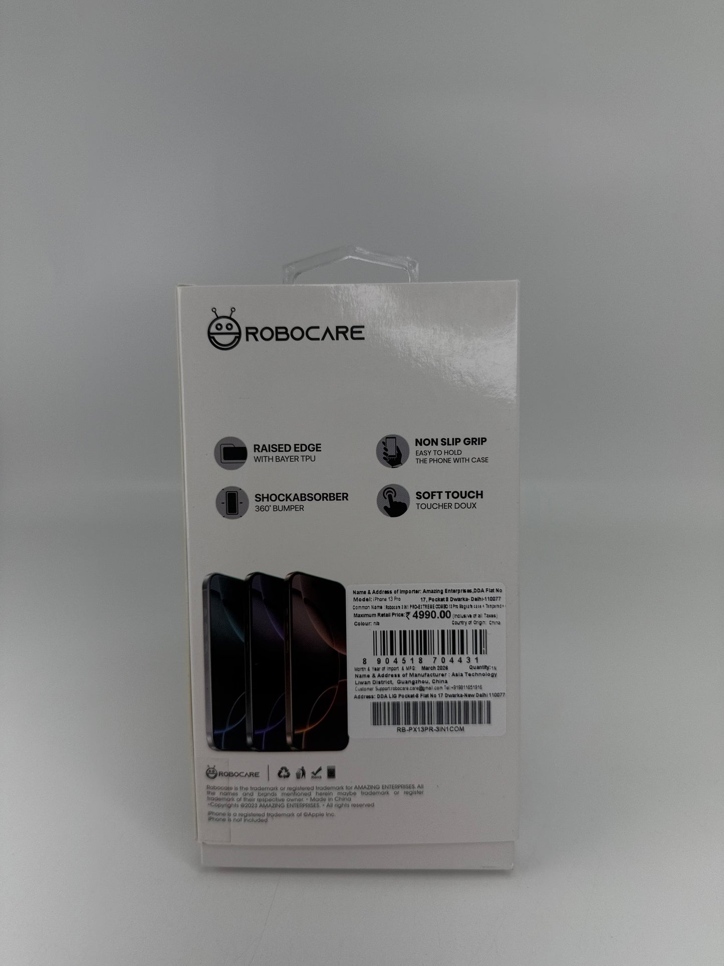 Robocare iPhone 13 Pro MagSafe 3-in-1 Protective Combo Case with Camera Lens Guard and Screen Protector (Copy)