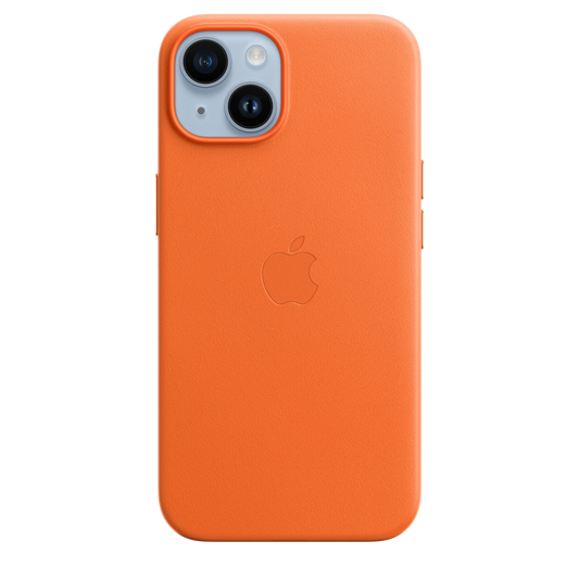 iPhone 14 Leather Case with MagSafe - Orange