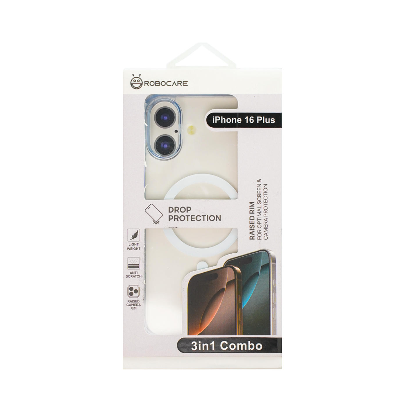 Robocare iPhone 16 Plus MagSafe 3-in-1 Protective Combo Case with Camera Lens Guard and Screen Protector