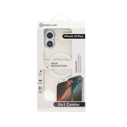 Robocare iPhone 16 Plus MagSafe 3-in-1 Protective Combo Case with Camera Lens Guard and Screen Protector