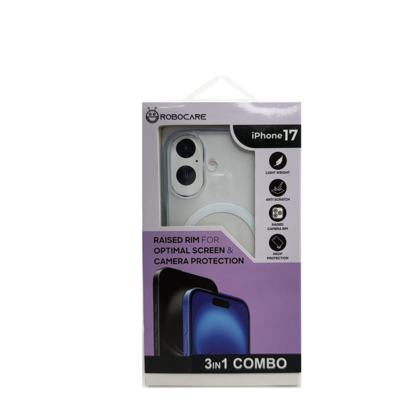 Robocare iPhone 17 MagSafe 3-in-1 Protective Combo Case with Camera Lens Guard and Screen Protector