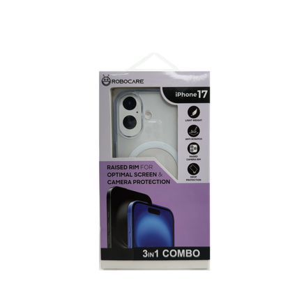 Robocare iPhone 17 MagSafe 3-in-1 Protective Combo Case with Camera Lens Guard and Screen Protector