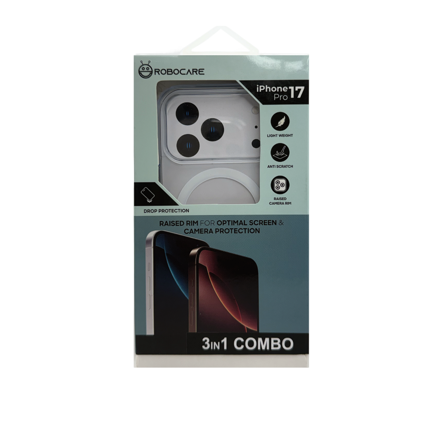 Robocare iPhone 17 Pro MagSafe 3-in-1 Protective Combo Case with Camera Lens Guard and Screen Protector