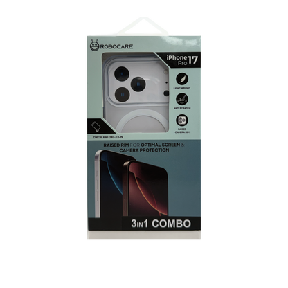 Robocare iPhone 17 Pro MagSafe 3-in-1 Protective Combo Case with Camera Lens Guard and Screen Protector