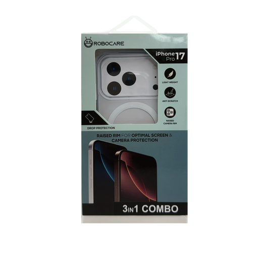 Robocare iPhone 17 Pro MagSafe 3-in-1 Protective Combo Case with Camera Lens Guard and Screen Protector