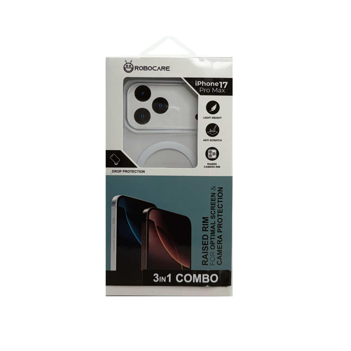 Robocare iPhone 17 Pro Max MagSafe 3-in-1 Protective Combo Case with Camera Lens Guard and Screen Protector