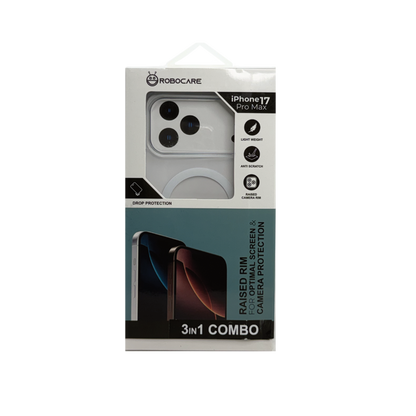 Robocare iPhone 17 Pro Max MagSafe 3-in-1 Protective Combo Case with Camera Lens Guard and Screen Protector