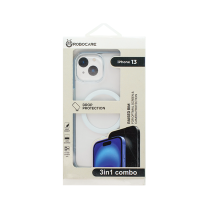 Robocare iPhone 13 MagSafe 3-in-1 Protective Combo Case with Camera Lens Guard and Screen Protector