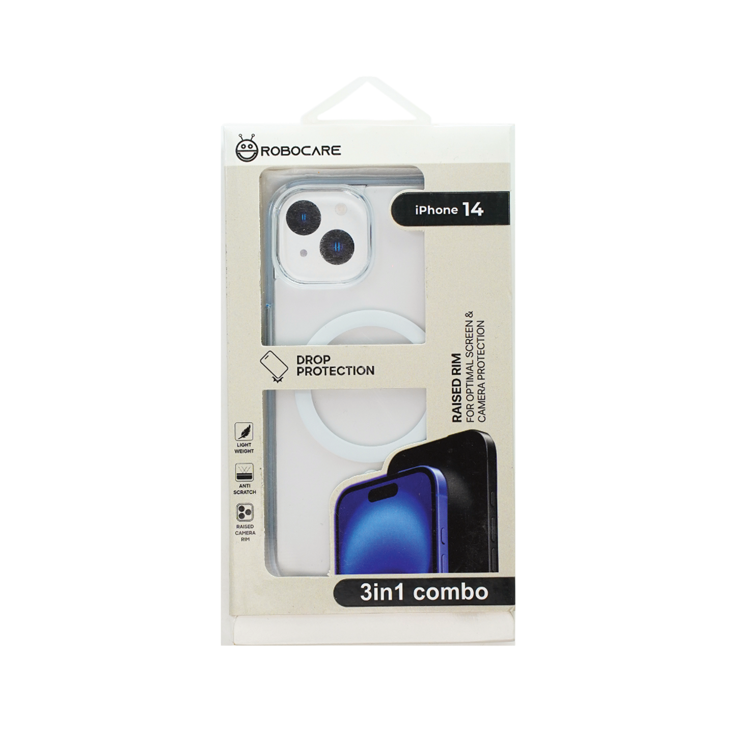 Robocare iPhone 14 MagSafe 3-in-1 Protective Combo Case with Camera Lens Guard and Screen Protector