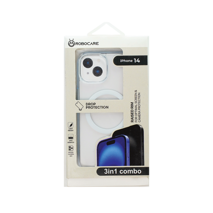 Robocare iPhone 14 MagSafe 3-in-1 Protective Combo Case with Camera Lens Guard and Screen Protector