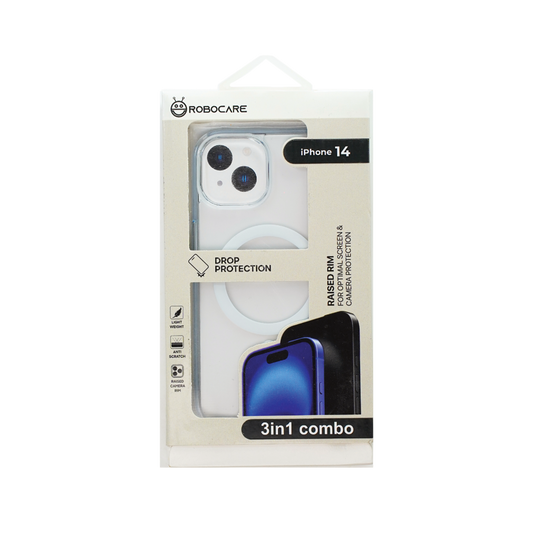 Robocare iPhone 14 MagSafe 3-in-1 Protective Combo Case with Camera Lens Guard and Screen Protector