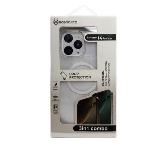 Robocare iPhone 14 Pro Max MagSafe 3-in-1 Protective Combo Case with Camera Lens Guard and Screen Protector