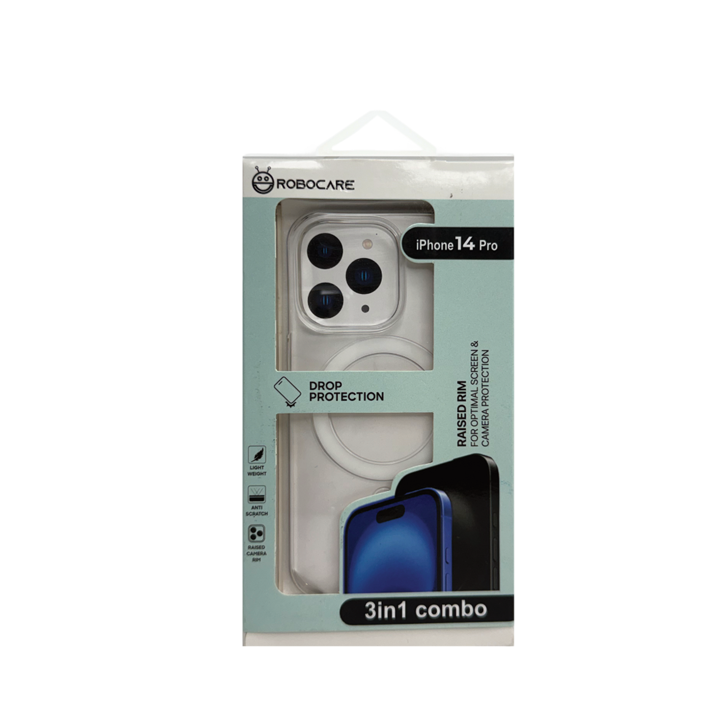 Robocare iPhone 14 Pro MagSafe 3-in-1 Protective Combo Case with Camera Lens Guard and Screen Protector