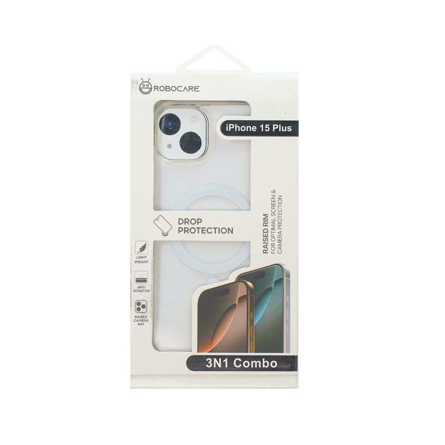 Robocare iPhone 15 Plus MagSafe 3-in-1 Protective Combo Case with Camera Lens Guard and Screen Protector