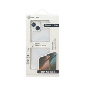 Robocare iPhone 15 Plus MagSafe 3-in-1 Protective Combo Case with Camera Lens Guard and Screen Protector