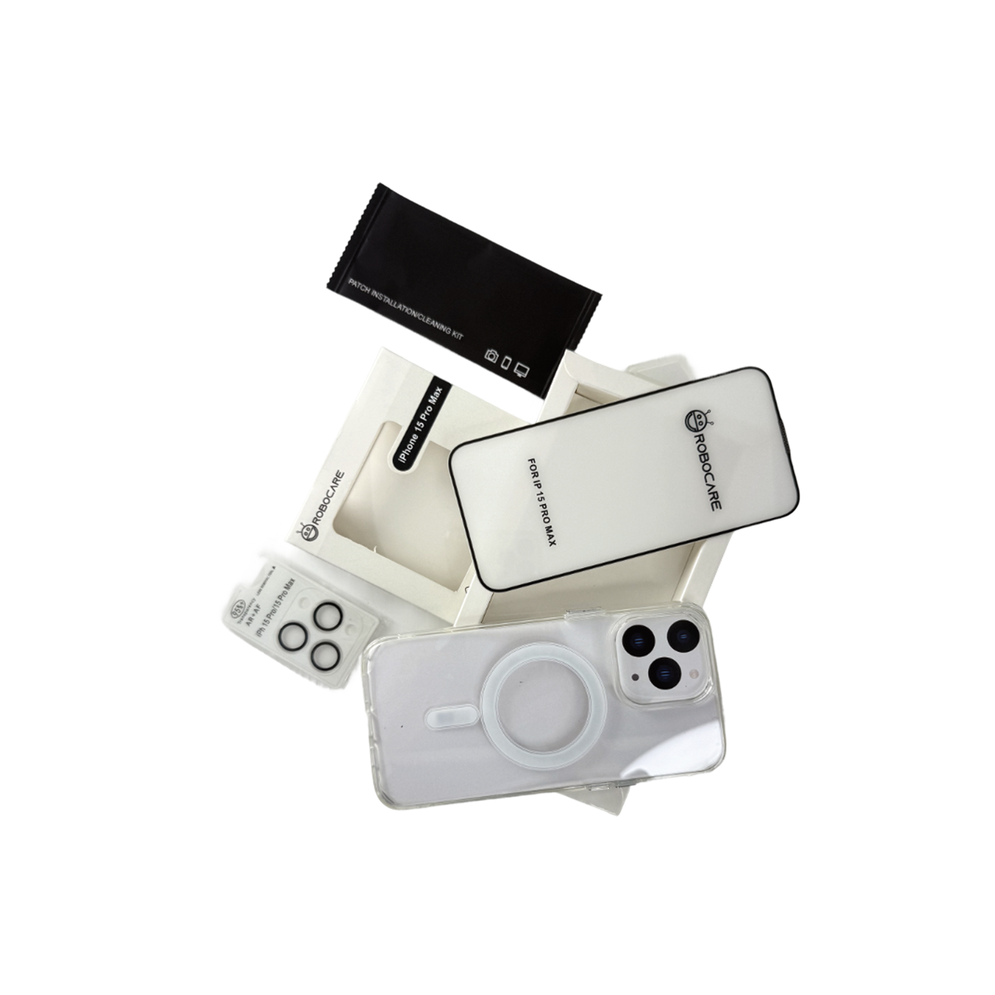 Robocare iPhone 15 Pro Max MagSafe 3-in-1 Protective Combo Case with Camera Lens Guard and Screen Protector