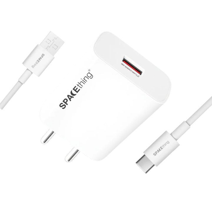 SPACEthing Flash 44W Wall Charger with USB to Type-C Cable – White