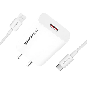 SPACEthing Flash 44W Wall Charger with USB to Type-C Cable – White